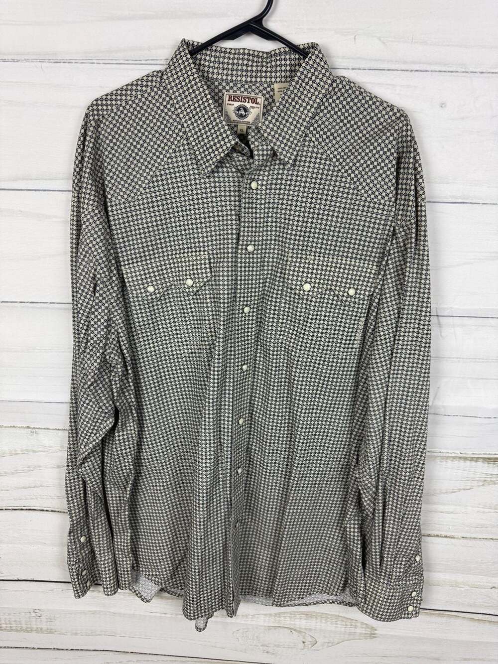 Resistol Men's XL Geometric Print Western Pearl Snap Long Sleeve Shirt
